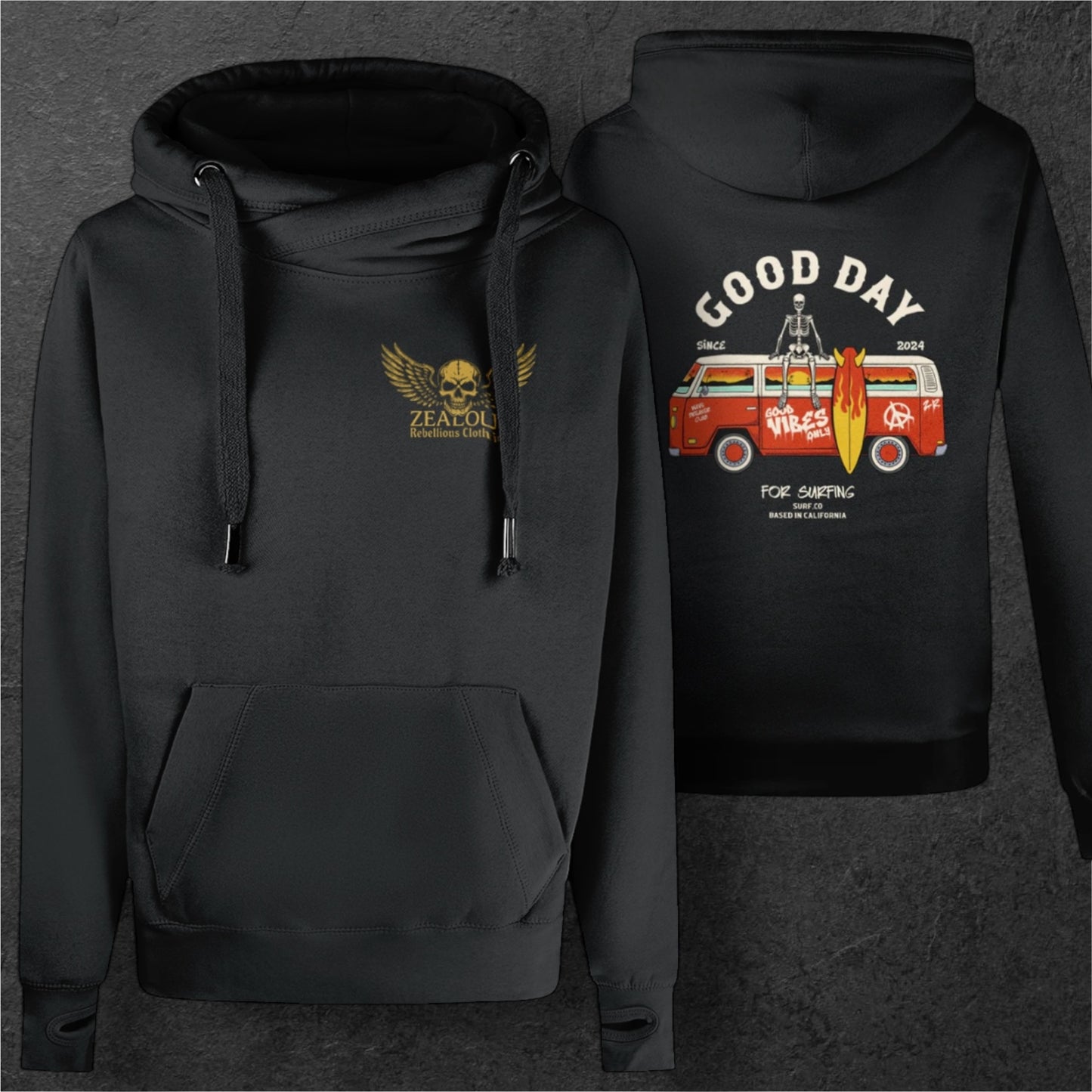 Twisted Neck Good Day  Black Hoodie